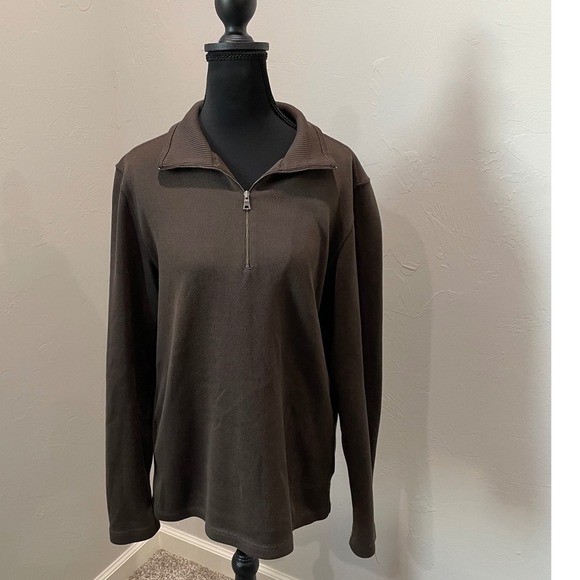 Banana Republic Sweaters - Banana Republic Brown 100% Cotton Quarter Zip Ribbed Pullover Sweater Womens S